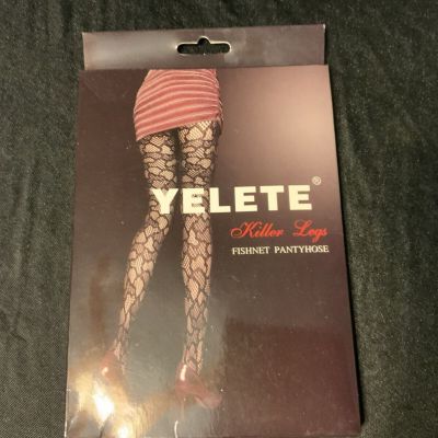 “ Killer Legs “ Fancy Knit Black Tights, One Size Fishnets