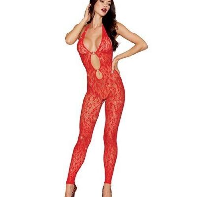 LEOPARD PATTERN SEAMLESS FOOTLESS RED BODYSTOCKING WITH GOLD DETAILS