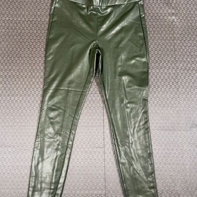 LOFT Olive Green Imitation,Faux Leather Leggings Pants Size Medium NWT(A9)