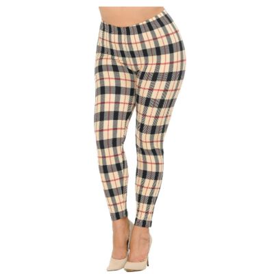 Women's Plaid Leggings X-Plus Size High Waist Ultra-Soft Stretchy Pants