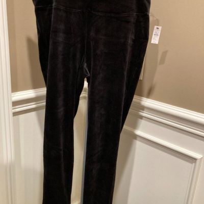 Talbots NWT Plus Size 1X  Dressy Luxe Velour Solid Black Mid-Rise Leggings