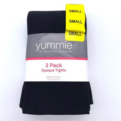 Yummie by Heather Thomson 2-Pack Black Opaque Smooth Seam Tights - Small