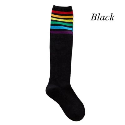 Knee Over Thigh High Stocking Long Hosiery Football Socks Rainbow Stripe