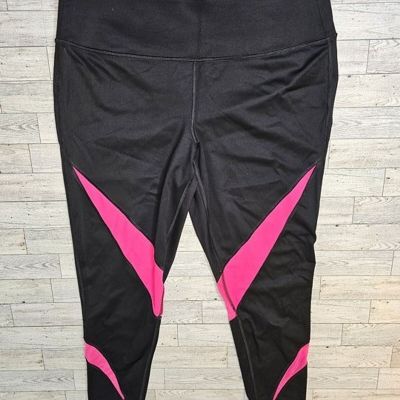 LIVI Active Lane Bryant Black/Fuschia Leggings, Women's Size 18/20