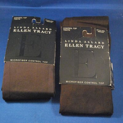 Lot 2 NOS Linda Allard Ellen Tracy Tights Size M Control Top Black Mahogany