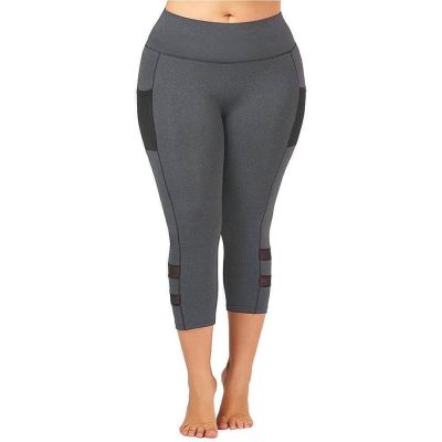 Plus Size Women Capri Leggings Pants Fitness Sports Gym Exercise Cropped Trouser