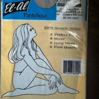 El-Al Pantyhose Queen Size SILVER GREY Vintage 1970’s-80’s