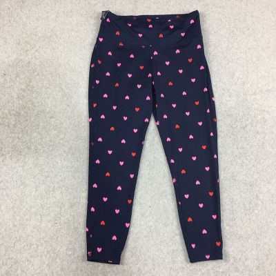 NWT Crown & Ivy Leggings Women 0X Navy Heart Print Polyester Stretch Pull On