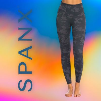 Spanx Women Look At Me Now High Waisted Seamless Leggings Black Camo Size Medium