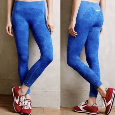 NWT Adidas Stella McCartney Blue Seamless Floral Jacquard leggings large L