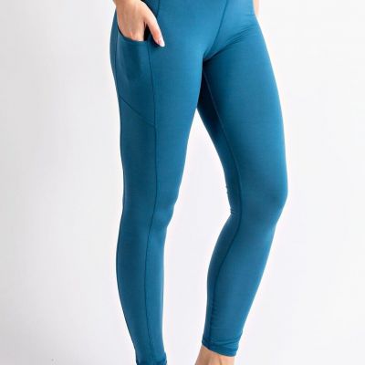 MICROFIBER PLUS SIZE BUTTER SOFT LEGGINGS WITH POCKETS SOLID SIZE 1X-3X 2 COLORS