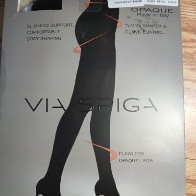 Via Spiga Flawless Opaque Legs Shaper Slimming Support Comfortable Black Size B