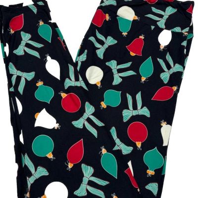 LuLaRoe Womens Leggings Size TC2 Christmas Bulbs Ornaments Holiday Plus 18+ NWT