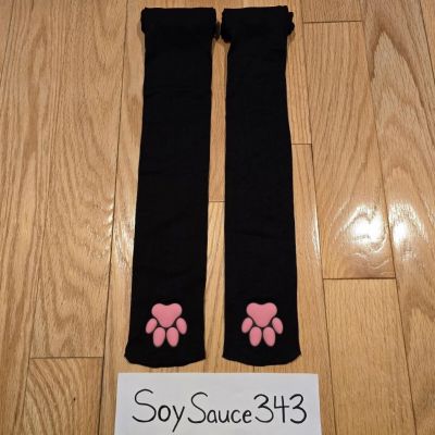 WOMEN'S CAT PAW PAD BOTTOM 3D COSPLAY SOCKS KAWAII CUTE THIGH HIGH STOCKINGS