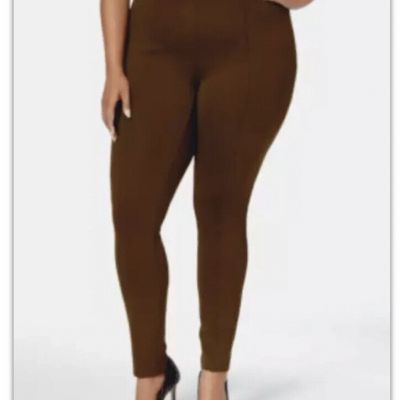 Style & Co Leggings Pants Plus Size 14W  Seamed Ponte-Knit Brown