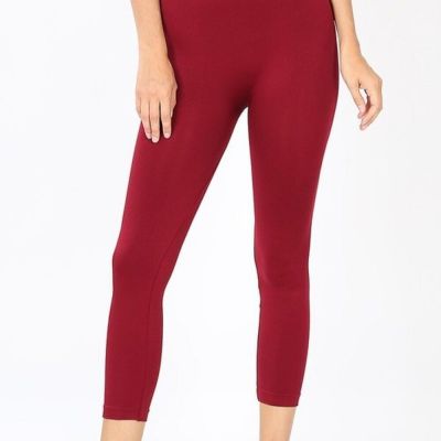 Plus Size Seamless Classic Capri Leggings ~ Cabernet