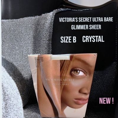 Victoria's Secret Ultra Bare Glimmer Sheer Pantyhose Stockings Sz B Crystal New