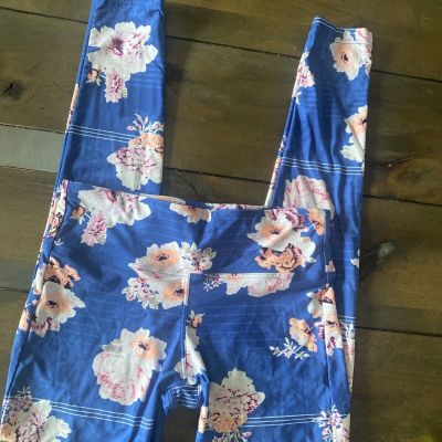 Seafolly Blue Floral Leggings Size Small full length athleisure workout run