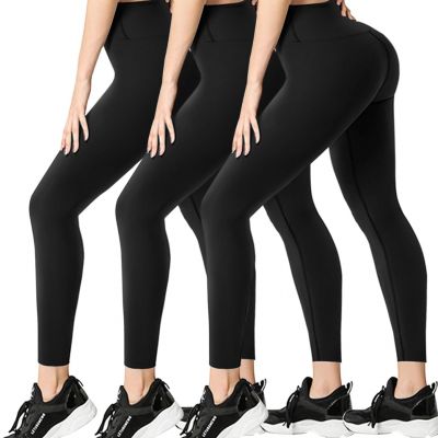 3 Pack Leggings for Women High Waisted Soft Black Yoga Pants for Workout Athleti