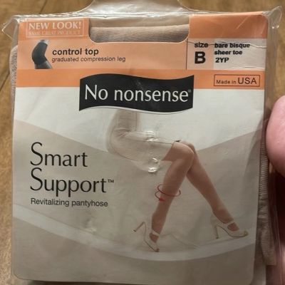 NWT No Nonsense Smart Support Revitalizing Pantyhose Sz B Bare Beige Control Top