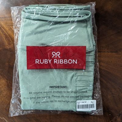 Ruby Ribbon Women's Green Slimming Moto Leggings X-Large Style 1775 Leaf