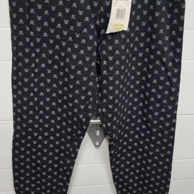 Vintage 90's No Boundaries Black Skull Print Leggings Size Jr Large 11/13 NEW