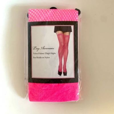 Leg Avenue Pink Nylon Fishnet Thigh Highs One Size