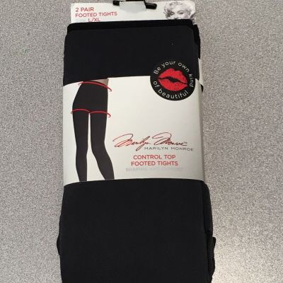 Marilyn Monroe  (2 Pair) Black & Gray Footless Control Top Tights Size L/XL NEW