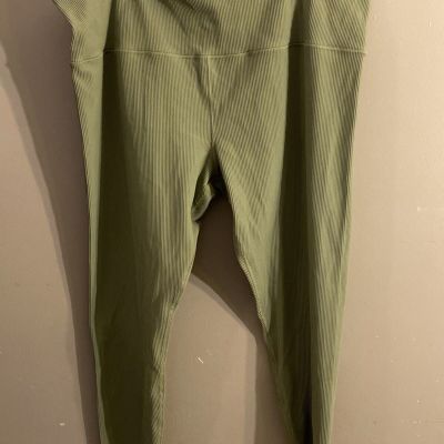 Athleta Elation Rib Tight Olive Green Leggings Calf Length Athleisure Wms Sz 3x