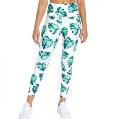 NWT Wildfox Luxe Hi Rise Legging Tropical Banana Leaves White and Green S & M