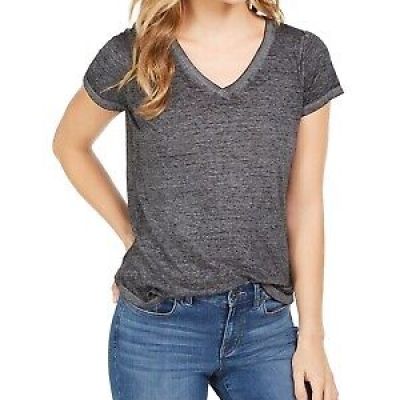 Style & Co Plus Size Solid Burnout T-Shirt, - Dark Gray 2X