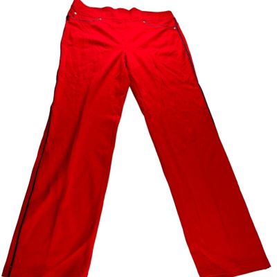 Nygard Leggings Sz 1X Red Slim Curve Gym Active Performance Skinny Festive Xmas