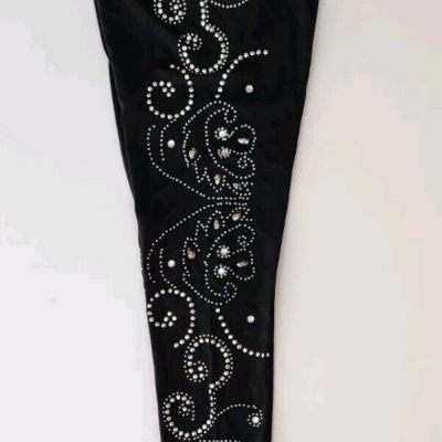 Venus Black Stretch Leggings With Jewels And Studs