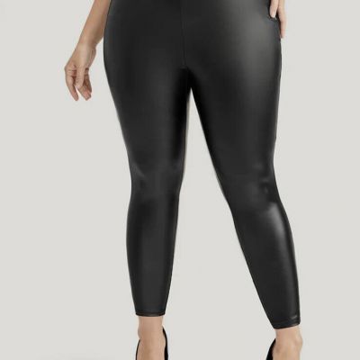 Bloomchic Womans PU Black Leather Wideband Waist Leggings Sz 18-20 NWT