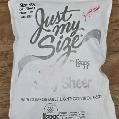 L'eggs Just My Size Silky Sheer Pantyhose-Size 4X-Off Black-Light Control Panty