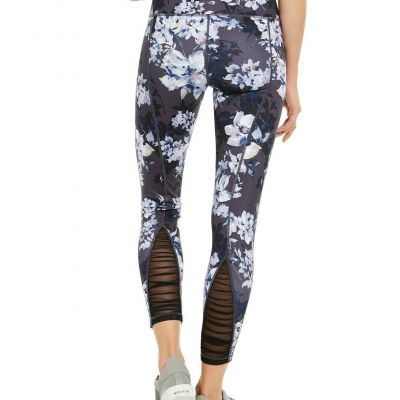 Women's Leggings L Full Length Blue Floral Yoga Pants Activewear IDEOLOGY