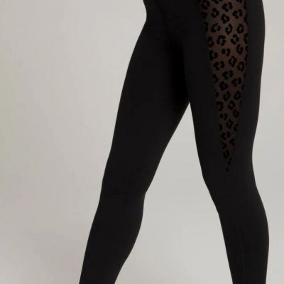 Good American New Womens Size 2 Black Leopard Corset Mesh Leggings