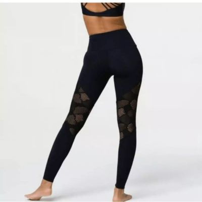 ONZIE Flow Yoga Black Leggings Honeycomb Lace Size XS Workout Athletic Exercise