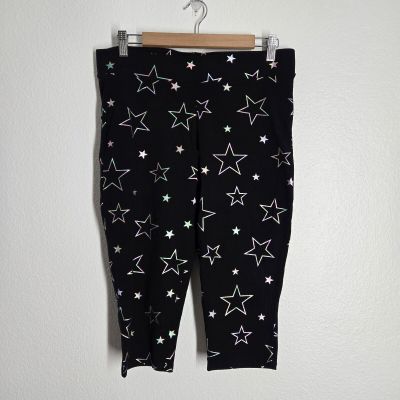 Torrid Capri Leggings Rainbow Metallic Foil Stars Legging Size 1X Black