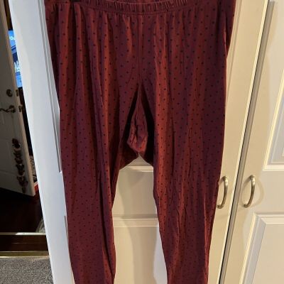 Old Navy Size XXL Burgundy W Blue Polka Dots Leggings Plus Size Curvy Girl