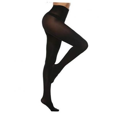 Women's Solid Color Semi Opaque Footed Tights Soft Stretch X-Large Black