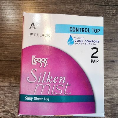 L'eggs Size A Jet Black Control Top Silky Sheer Leg Pantyhose