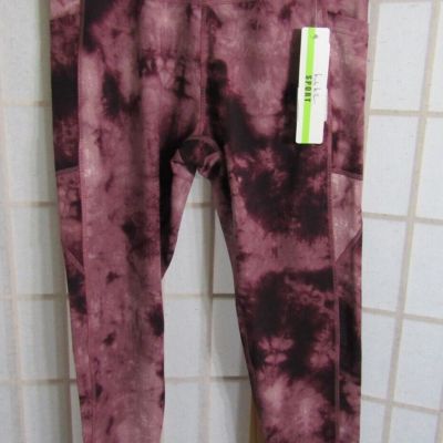 NWT Nicole Miller Sport Burgundy Poly/Spandex Yoga Legging Workout Pants Size L