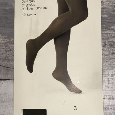 A New Day Opaque Tights - Olive Green - 50 Denier size S/M - Small/Medium - NEW