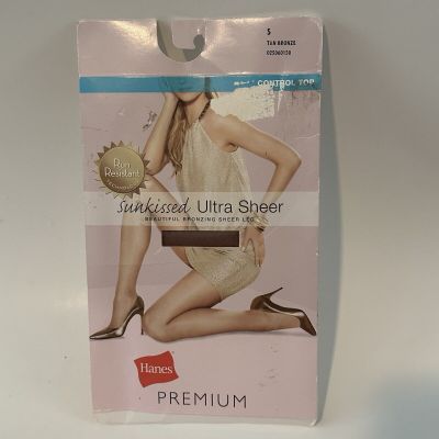 Hanes Premium Sunkissed Glow Ultra Sheer Run Resistant Top Tan Bronze Small New