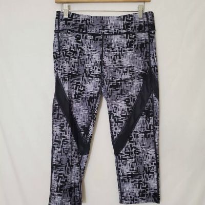 Lou & Grey Leggings Size S Geometric Black Gray Workout Crop Stretch Mesh Cutout