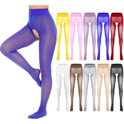 Womens Pantyhose Mid Waist Hosiery Sheer Tights Smooth Clubwear Glossy Adult