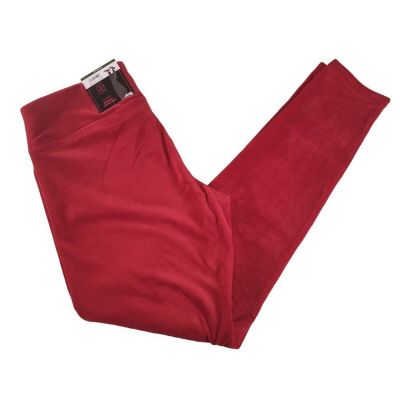 No Boundaries Juniors Super Plush Velour Leggings High Rise Red Holiday Size XL