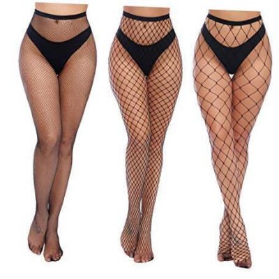 Charmnight Womens High Waist Tights Fishnet Stockings Thigh One Size Black-g6