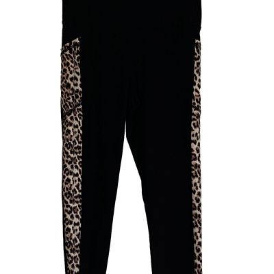 Zyia Active Leopard Pocket Brilliant Hi-Rise Capri Leggings Women 6 / 8 Workout